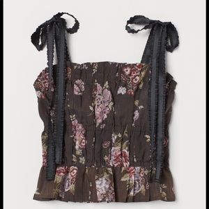 Brock collection Brown Floral Top NWT